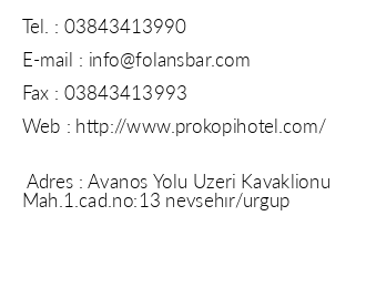 Prokopi Hotel iletiim bilgileri